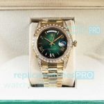 Replica Rolex Day-Date Citizen 8215 Gradient Green Roman Face 41mm Gold Watch